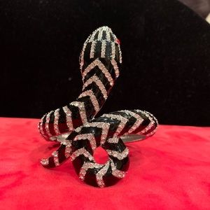 Black enamel snake cuff with hinge